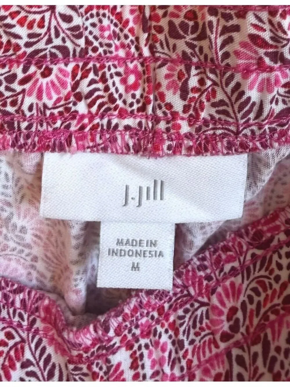 J.Jill Pink Paisley Wide Leg Pants Women’s Medium Pull-On Flowy Boho Lightweight